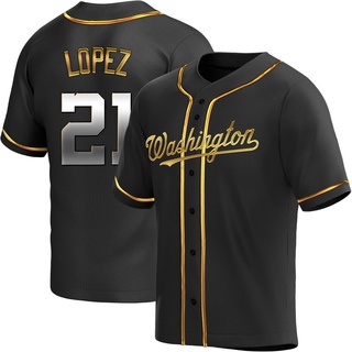 Replica Jorge Lopez Men's Washington Nationals Alternate Jersey - Black Golden