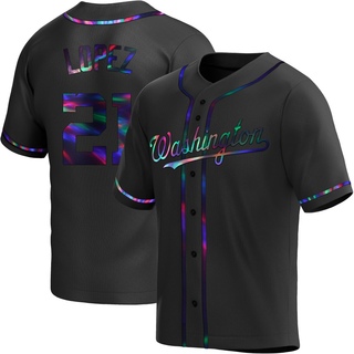 Replica Jorge Lopez Men's Washington Nationals Alternate Jersey - Black Holographic